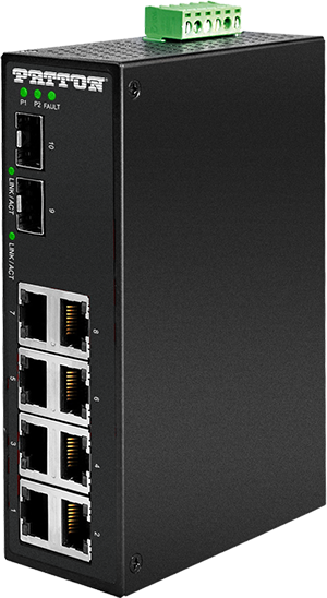 FiberPlex FP1008E Unmanaged Ethernet Switch - 10-Port Gig Ethernet Industrial Switch 